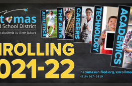 Natomas Unified School District Enrollment Banner for the 2021-22 school year